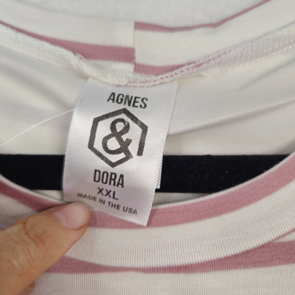 Agnes & Dora Pink and White Striped Layered Top Size XXL NWT - Picture 6 of 8